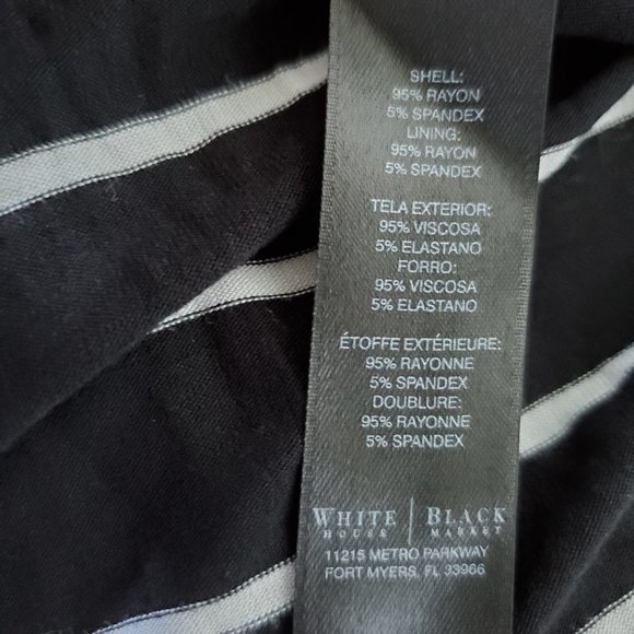 White House Black Market (Black and white strip top with half sleeves) - Picture 8 of 11